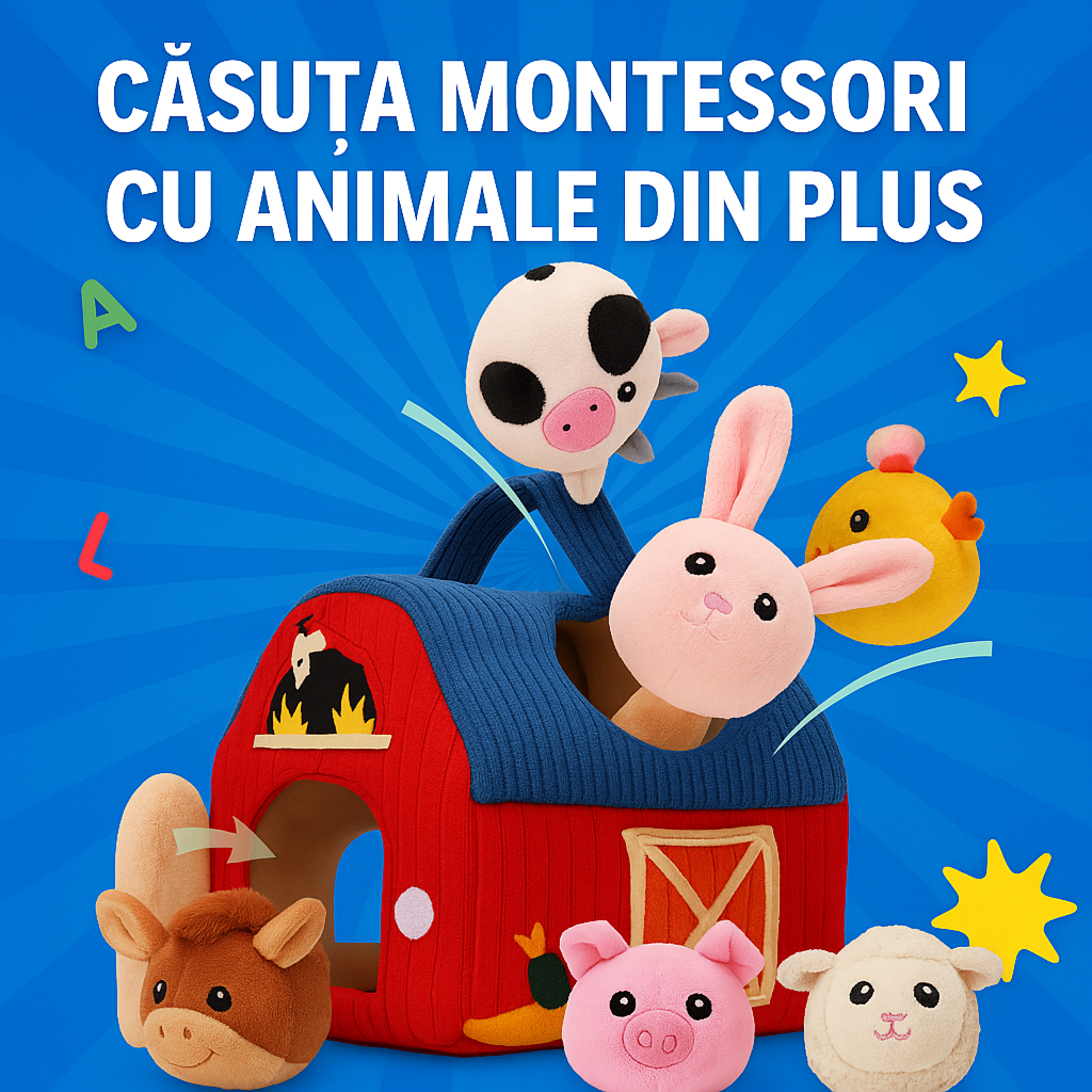 Căsuța Montessori cu Animale din Pluș
