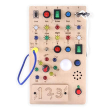 Jucărie Montessori Busy Board cu LED din lemn